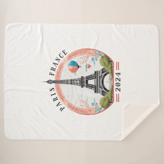 Parijs Frankrijk 2024 Sherpa Dekens, Eiffeltoren Sherpa Deken (Voorkant (horizontaal))