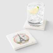 Parijs Frankrijk 2024 stenen Onderzetters, Eiffelt Stenen Onderzetter (Zijkant)