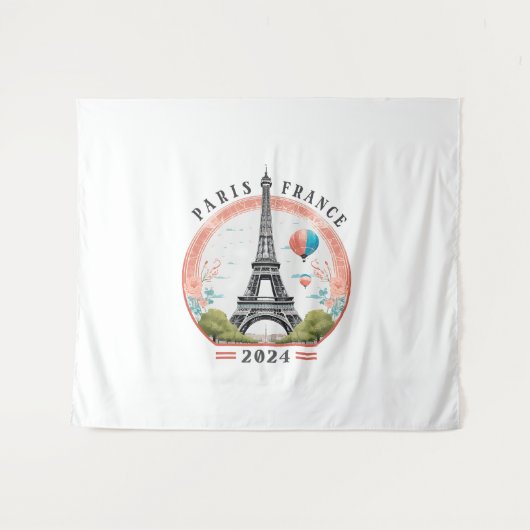 Parijs Frankrijk 2024 Tapestrys, Eiffeltoren Wandkleed (Voorkant (horizontaal))