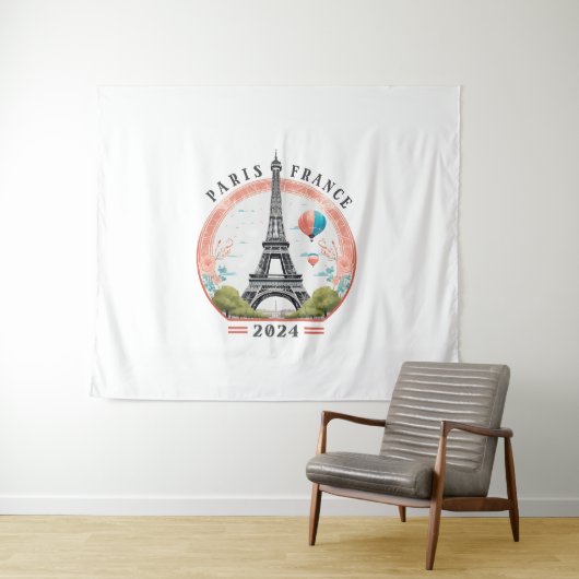 Parijs Frankrijk 2024 Tapestrys, Eiffeltoren Wandkleed (In Situ (horizontaal))