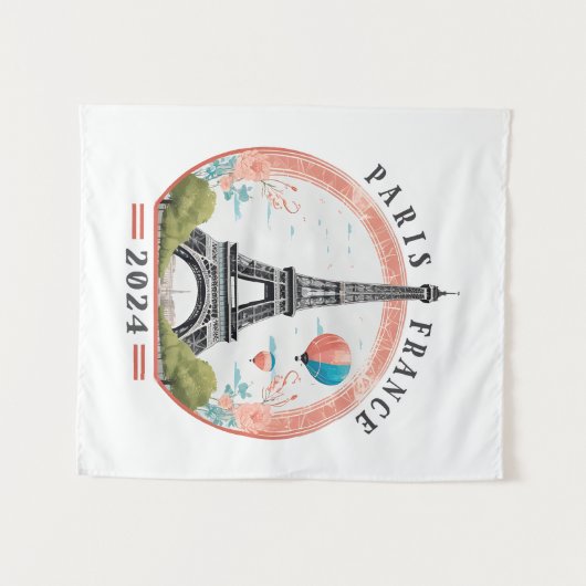 Parijs Frankrijk 2024 Tapestrys, Eiffeltoren Wandkleed (Voorkant (horizontaal))