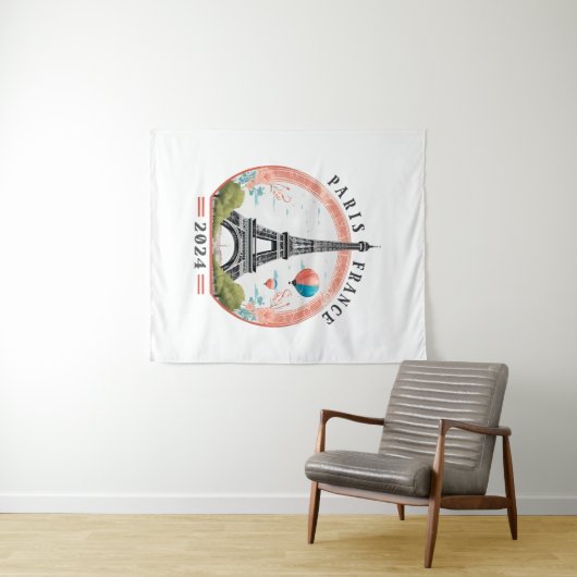 Parijs Frankrijk 2024 Tapestrys, Eiffeltoren Wandkleed (In Situ (horizontaal))