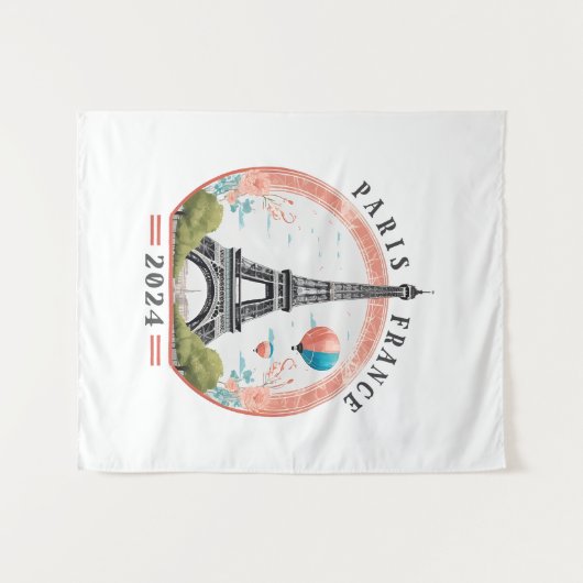 Parijs Frankrijk 2024 Tapestrys, Eiffeltoren Wandkleed (Voorkant (horizontaal))