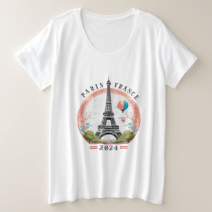 Parijs Frankrijk 2024 Vrouwen Plus Size T-shirt, P Grote Maat T-shirt