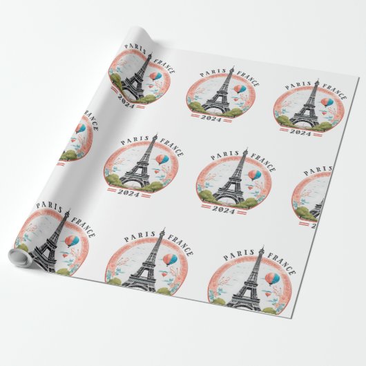 Parijs Frankrijk 2024 Wrapping Papers, Eiffeltoren Cadeaupapier (Uitgerold)