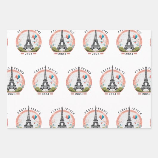Parijs Frankrijk 2024 Wrapping Papers, Eiffeltoren Inpakpapier Vel (Voorkant)