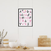 Parijs Frankrijk Alfabet A tot Z op zwart Poster (Keuken)