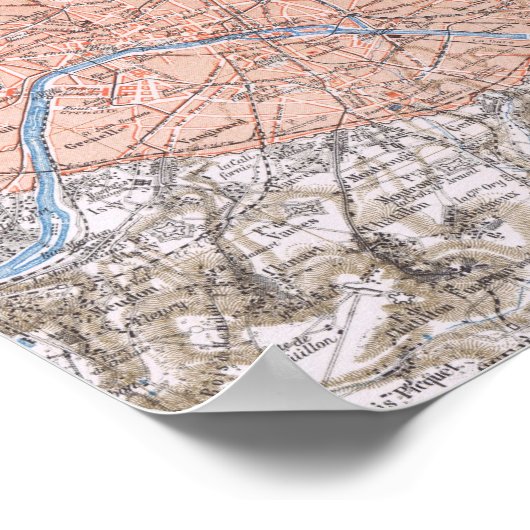 Parijs, frankrijk, antieke kaart 1895 poster (Hoek)