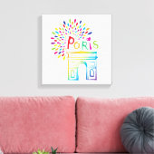 Parijs Frankrijk | Arc de Triomphe | Neon Design Canvas Afdruk (Insitu (Woonkamer))