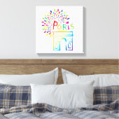 Parijs Frankrijk | Arc de Triomphe | Neon Design Canvas Afdruk (Insitu (Slaapkamer))