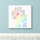 Parijs Frankrijk | Arc de Triomphe | Neon Design Canvas Afdruk (Insitu (Houten vloer))