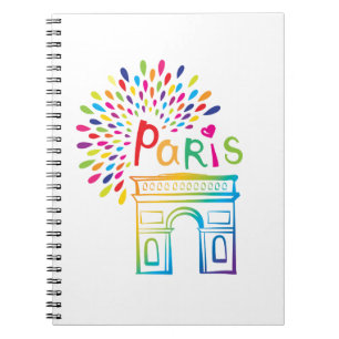 Parijs Frankrijk   Arc de Triomphe   Neon Design Notitieboek
