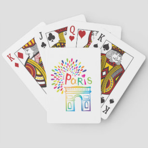Parijs Frankrijk   Arc de Triomphe   Neon Design Pokerkaarten