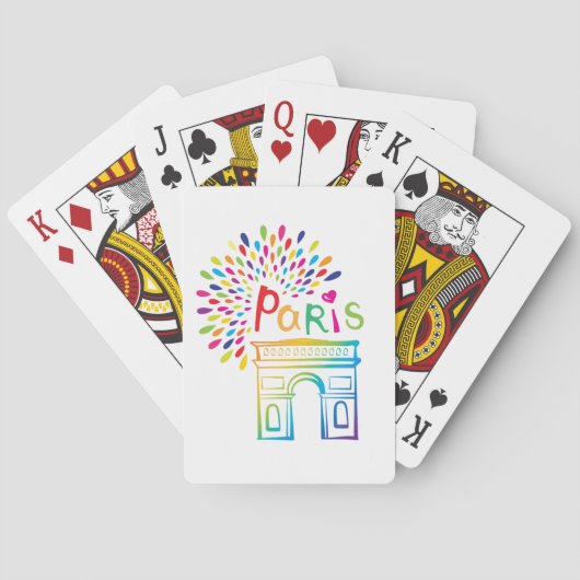 Parijs Frankrijk | Arc de Triomphe | Neon Design Pokerkaarten (Achterkant)
