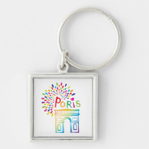Parijs Frankrijk   Arc de Triomphe   Neon Design Sleutelhanger