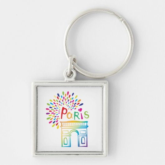 Parijs Frankrijk | Arc de Triomphe | Neon Design Sleutelhanger (Voorkant)