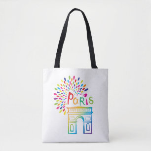 Parijs Frankrijk Arc de Triomphe Neon Design Tote Bag