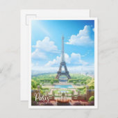 Parijs Frankrijk Art Vintage Travel Briefkaart (Voorkant / Achterkant)