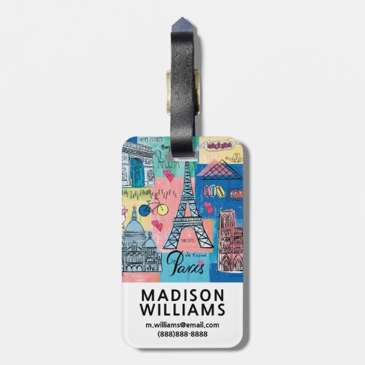 Parijs, Frankrijk Bagagelabel (Achterkant verticaal)