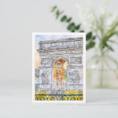 Parijs Frankrijk Beroemde Travel Place Waterverf Briefkaart (Staand voorkant)