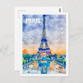 Parijs Frankrijk Beroemde Travel Place Waterverf S Briefkaart (Voorkant / Achterkant)