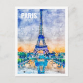 Parijs Frankrijk Beroemde Travel Place Waterverf S Briefkaart (Voorkant)