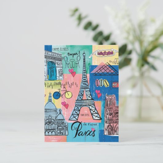 Parijs, Frankrijk Briefkaart (Staand voorkant)