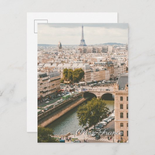 Parijs Frankrijk briefkaart Eiffel Tower Seine (Voorkant / Achterkant)