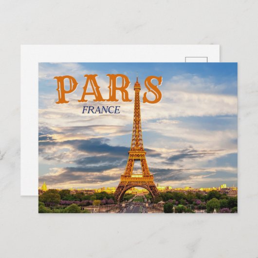 Parijs Frankrijk -  Briefkaart Eiffeltoren (Voorkant / Achterkant)
