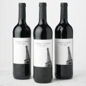 Parijs Frankrijk Bruiloft Minimalistische Wijn Lab Etiket (Flessen)