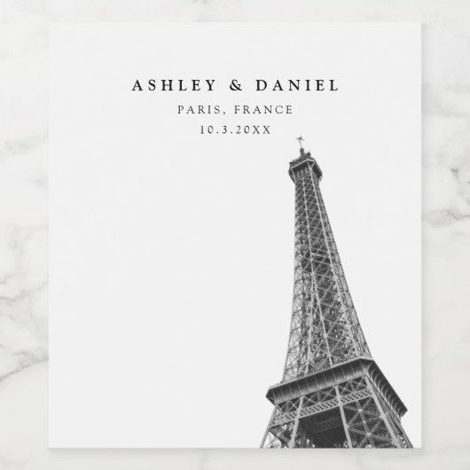 Parijs Frankrijk Bruiloft Minimalistische Wijn Lab Wijn Etiket (Enkel label)