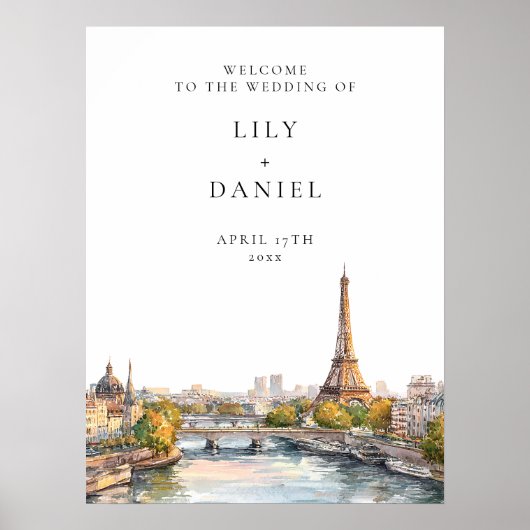 Parijs Frankrijk bruiloft welkom teken Poster (Voorkant)