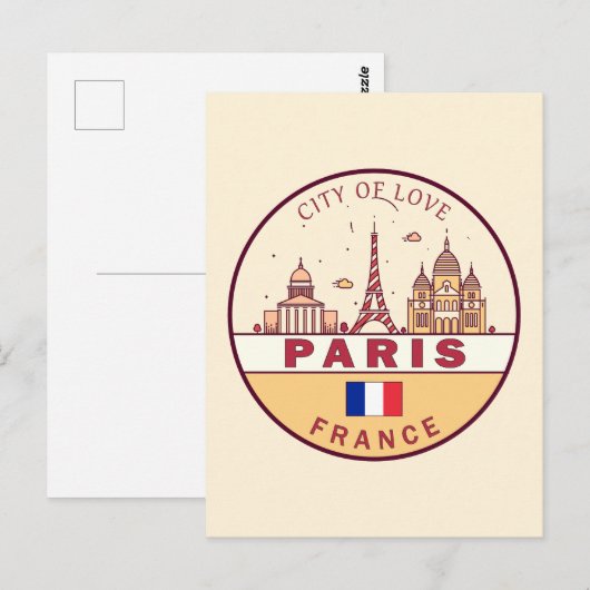 Parijs Frankrijk City Skyline Embleem Briefkaart (Voorkant / Achterkant)