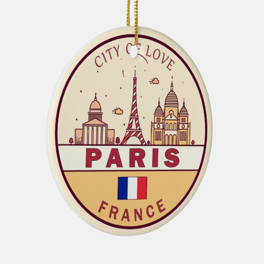 Parijs Frankrijk City Skyline Embleem Keramisch Ornament (Rechts)