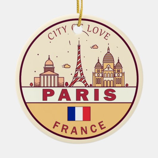 Parijs Frankrijk City Skyline Embleem Keramisch Ornament (Voorkant)