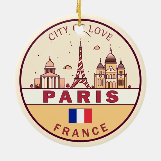 Parijs Frankrijk City Skyline Embleem Keramisch Ornament (Achterkant)