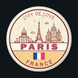 Parijs Frankrijk City Skyline Embleem Magneet<br><div class="desc">Parijs minimalistisch,  kleurrijk kunstontwerp met monumenten en bezienswaardigheden van de stad in Frankrijk.</div>