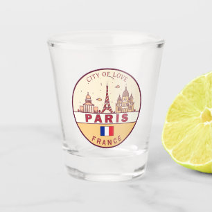 Parijs Frankrijk City Skyline Embleem Shot Glas