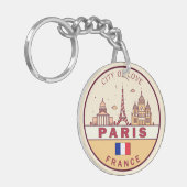 Parijs Frankrijk City Skyline Embleem Sleutelhanger (Voorkant Links)