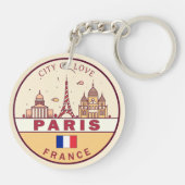 Parijs Frankrijk City Skyline Embleem Sleutelhanger (Achterkant)