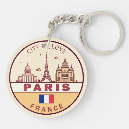 Parijs Frankrijk City Skyline Embleem Sleutelhanger (Achterkant)
