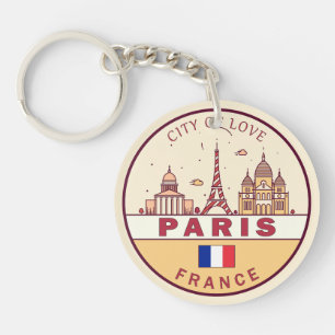 Parijs Frankrijk City Skyline Embleem Sleutelhanger