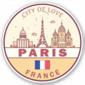 Parijs Frankrijk City Skyline Embleem Sticker (Voorkant)