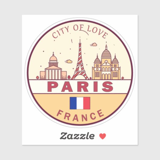 Parijs Frankrijk City Skyline Embleem Sticker (Vel)