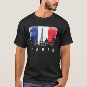 Parijs Frankrijk City Skyline  Franse vlag Eiff T-shirt