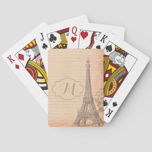 Parijs Frankrijk Eifel Tower Shabby Chique Speelka Pokerkaarten (Achterkant)