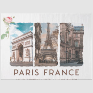 PARIJS, Frankrijk. Eiffel, Louvre, Arc de Triomphe Tissuepapier
