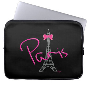 Parijs Frankrijk Eiffel Tower Black Cool Graphic Laptop Sleeve