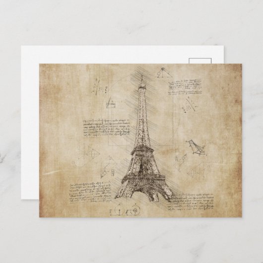 Parijs Frankrijk - Eiffel Tower Briefkaart (Voorkant / Achterkant)