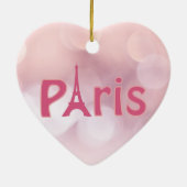 Parijs Frankrijk Eiffel Tower Pink Heart Kerstmis Keramisch Ornament (Achterkant)